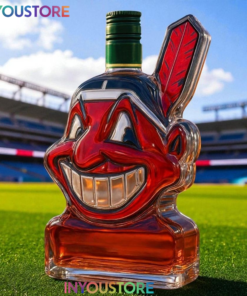 Cleveland Indians 2 Time World Series Champions Custom Whiskey Bottle