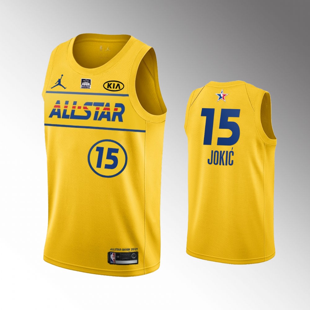 #15 Nikola JokiÃƒâ€žÃ¢â‚¬Â¡ Denver Nuggets 2021 All-star Jokic Jersey Gold