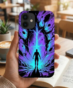 Alternative view of Cosmic Lightning Portal – Neon Energy Phone Case