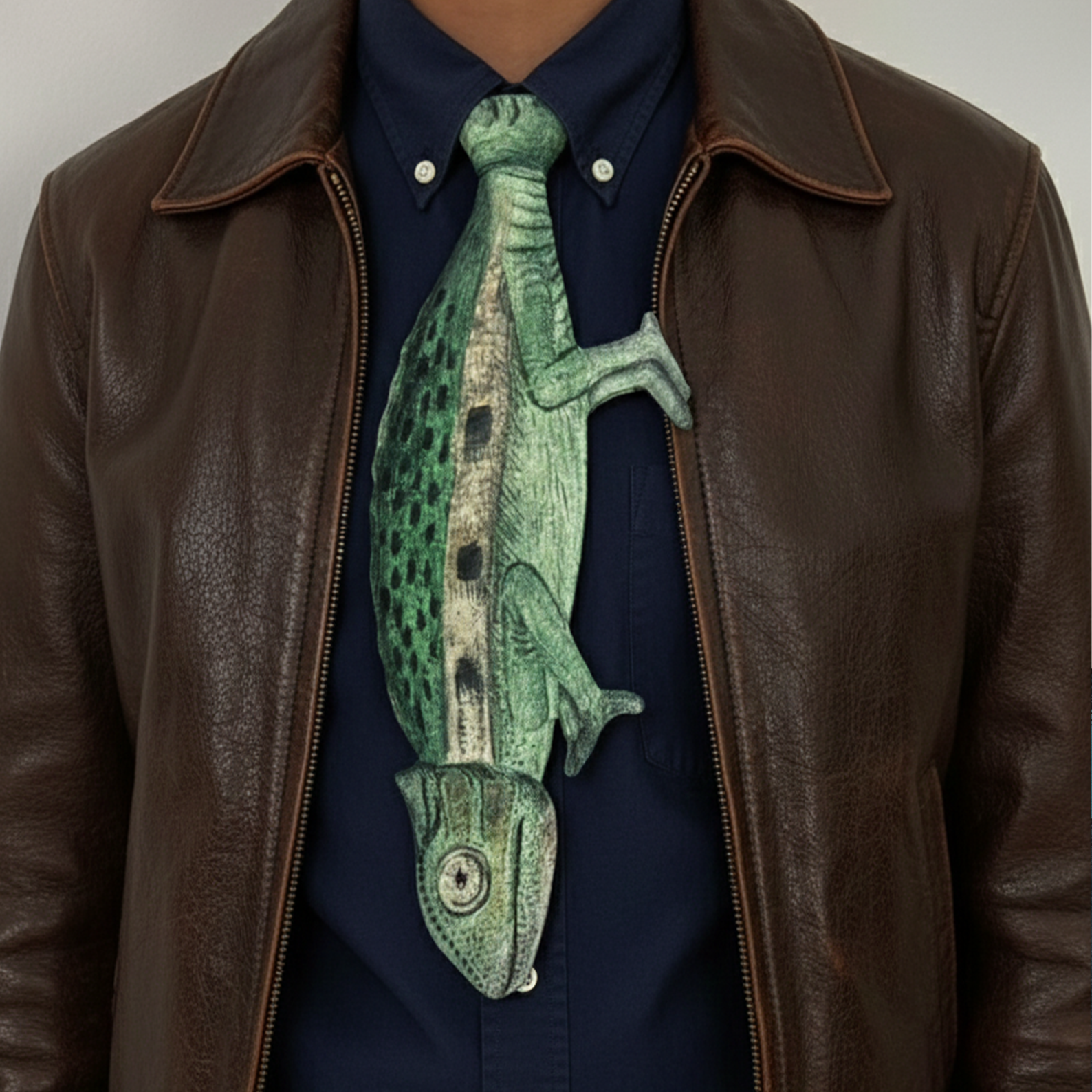 Chameleon Tie 3D Green Chameleon Neck Tie, Vintage Tie, Novelty Tie, Tie Accessories Holiday Gift, Tie Gift, Tie Accessories