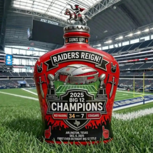 Alternative view of 2025 Texas Tech Red Raiders Big 12 Champions Whiskey Bottle Decanter