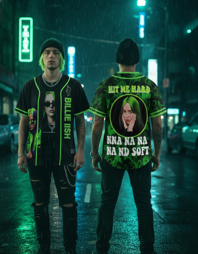 Billie Eilish All-Over Print Baseball Jersey - Front and Back Graphic Tee - Image 4