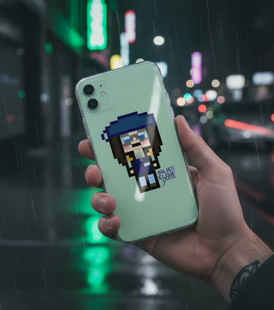 Aesthetic Minimalist Pixel Art Phone Cover - Billie Eilish Edition - Image 3