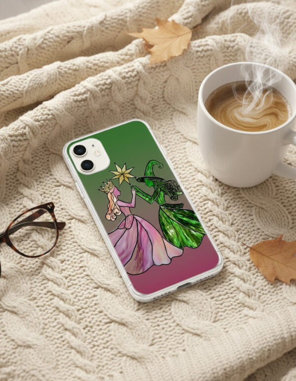 Alternative view of Wicked Musical "Defying Gravity" Phone Case - Stained Glass Elphaba & Glinda Art