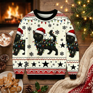 Alternative view of Black Cat Ugly Christmas Sweater