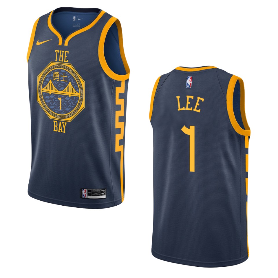 2019-20 Men Golden State Warriors #1 Damion Lee City Edition Swingman Basketball Jersey - Navy