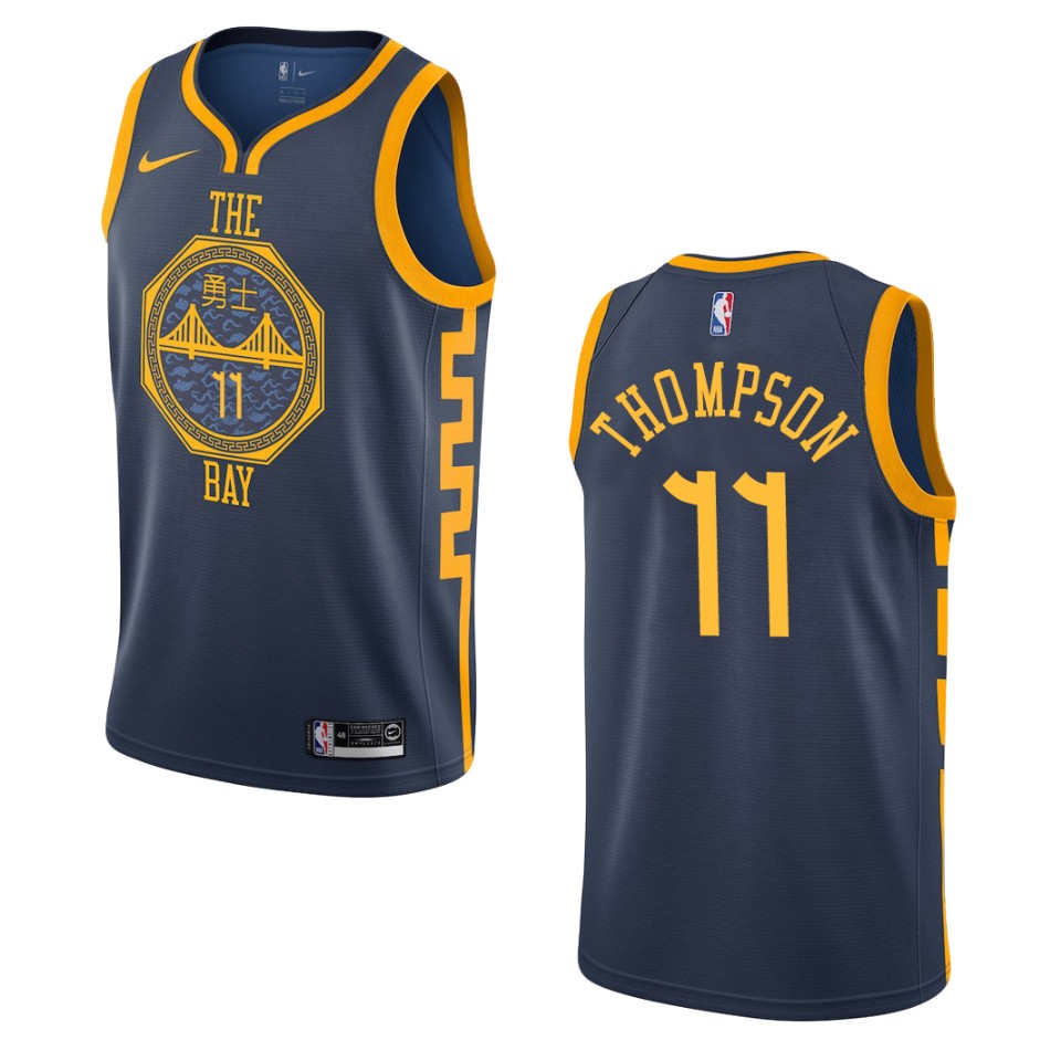 2019-20 Men Golden State Warriors #11 Klay Thompson City Edition Swingman Basketball Jersey - Navy