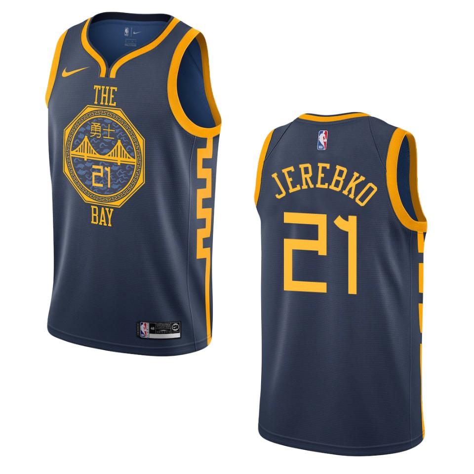 2019-20 Men Golden State Warriors #21 Jonas Jerebko City Edition Swingman Basketball Jersey - Navy