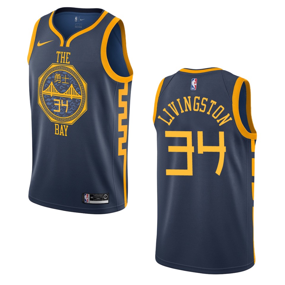 2019-20 Men Golden State Warriors #34 Shaun Livingston City Edition Swingman Basketball Jersey - Navy