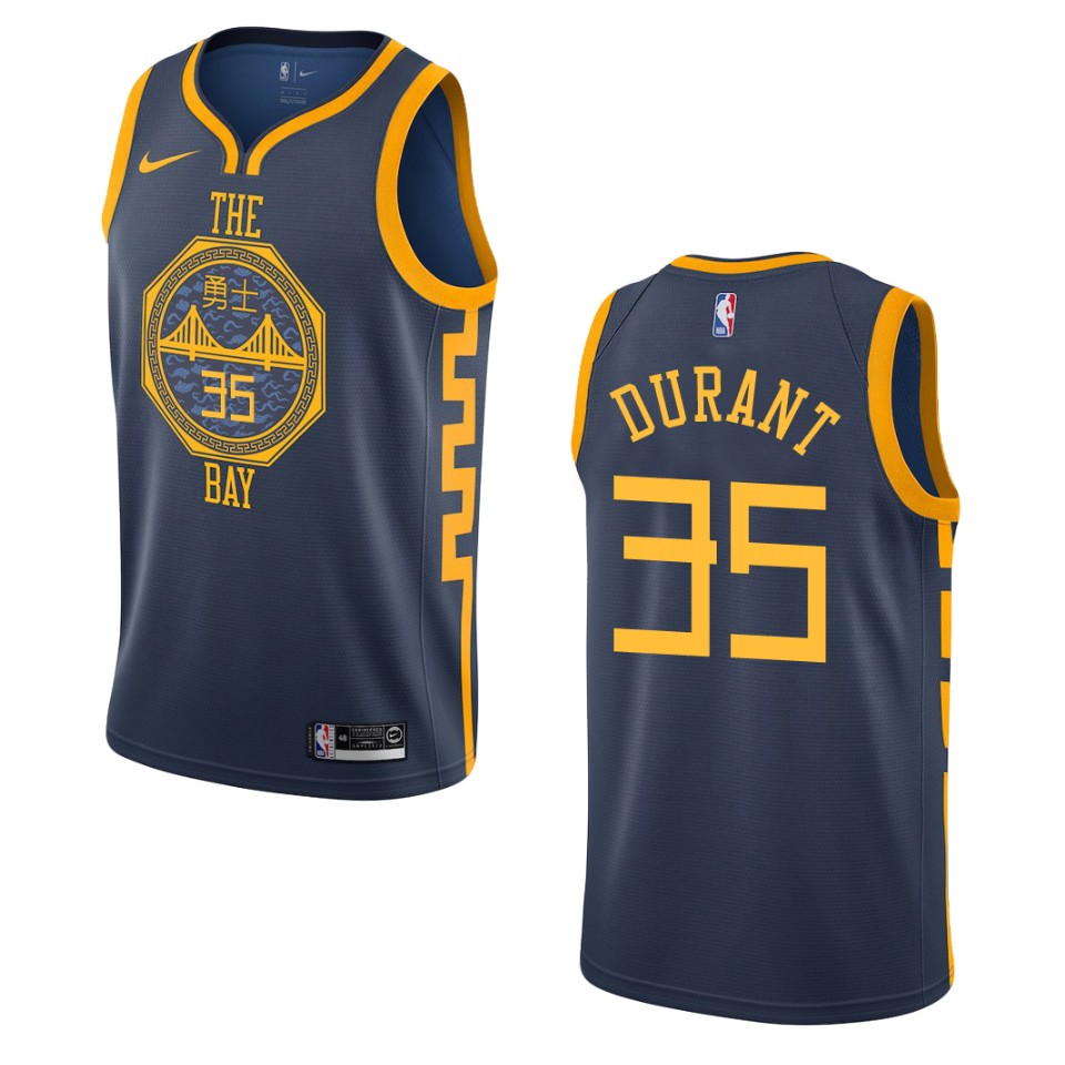 2019-20 Men Golden State Warriors #35 Kevin Durant City Edition Swingman Basketball Jersey - Navy