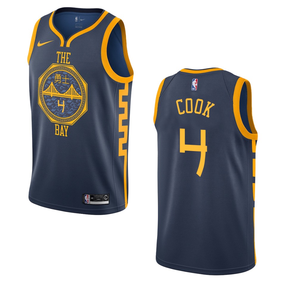 2019-20 Men Golden State Warriors #4 Quinn Cook City Edition Swingman Basketball Jersey - Navy
