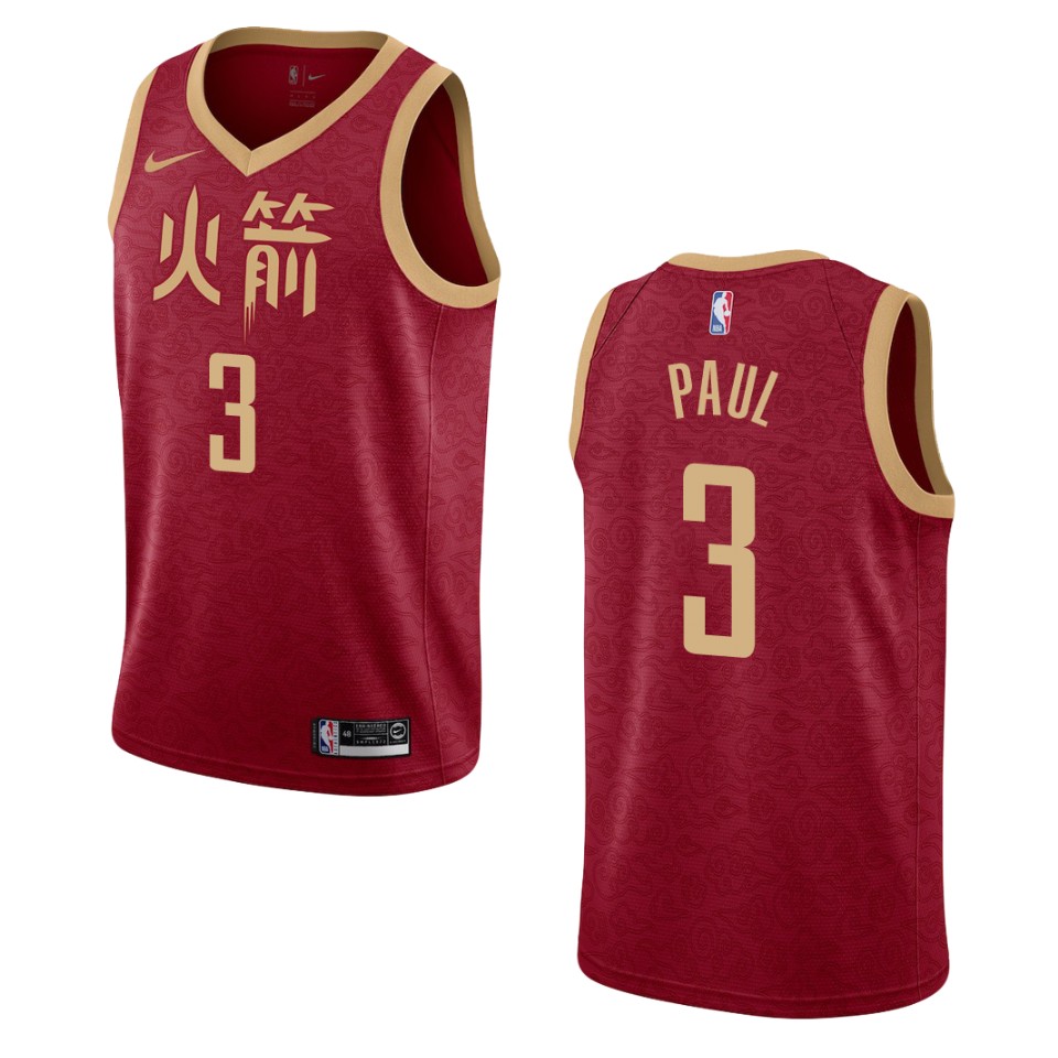 2019-20 Men Houston Rockets #3 Chris Paul City Swingman Basketball Jersey - Red