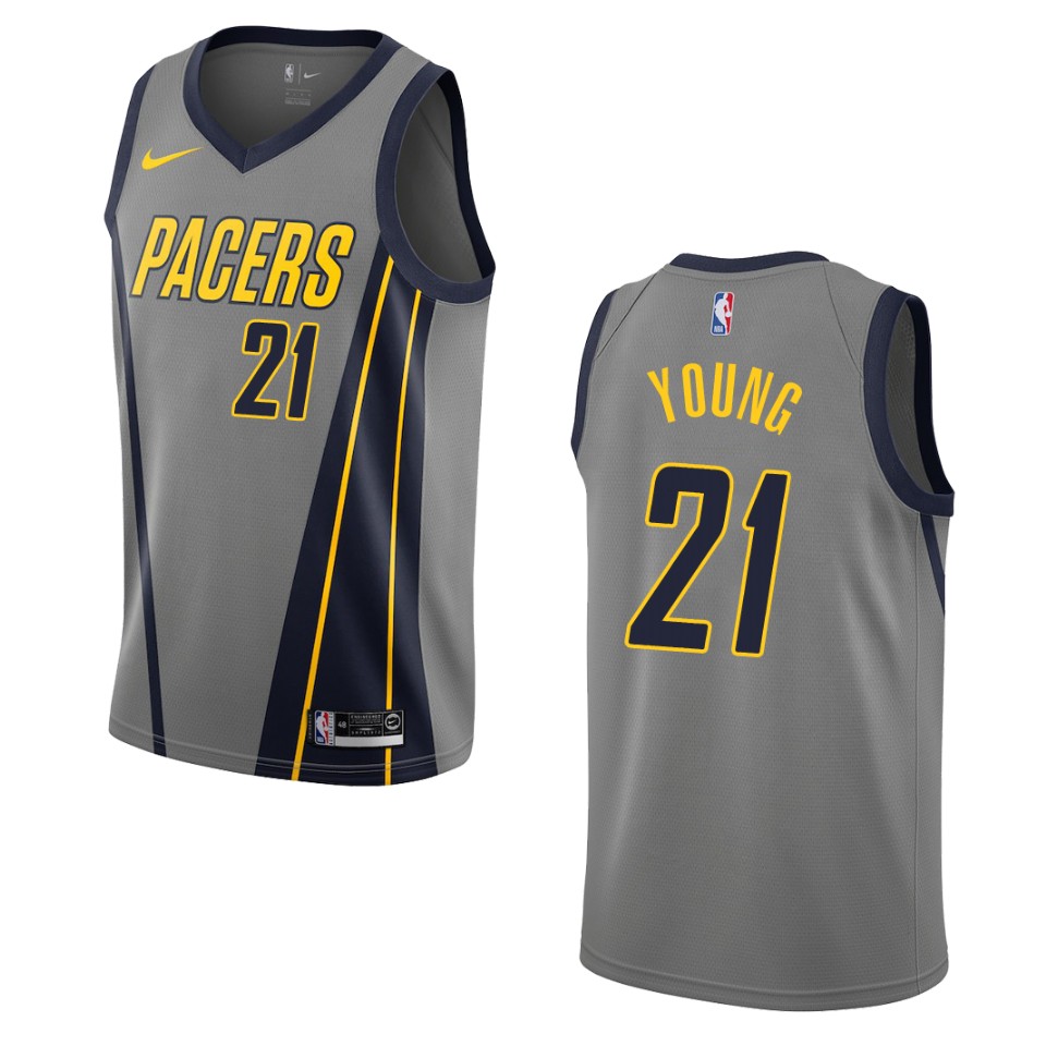 2019-20 Men Indiana Pacers #21 Thaddeus Young City Swingman Basketball Jersey - Gray
