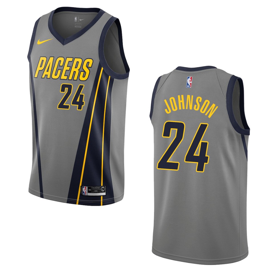 2019-20 Men Indiana Pacers #24 Alize Johnson City Swingman Basketball Jersey - Gray