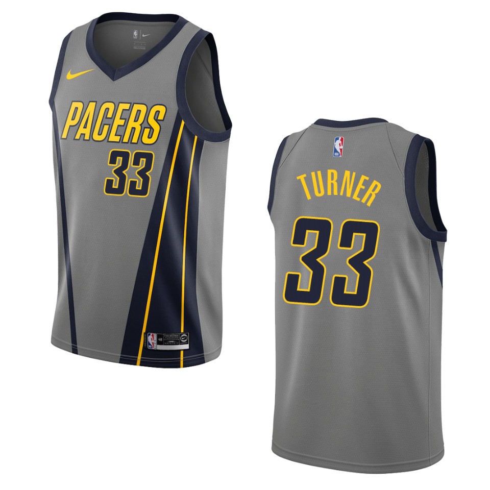 2019-20 Men Indiana Pacers #33 Myles Turner City Swingman Basketball Jersey - Gray