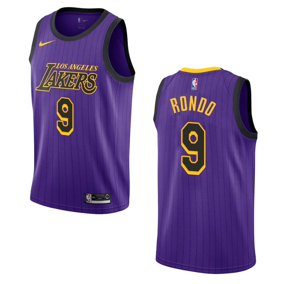 2019-20 Men Los Angeles Lakers #9 Rajon Rondo City Edition Swingman Basketball Jersey - Purple
