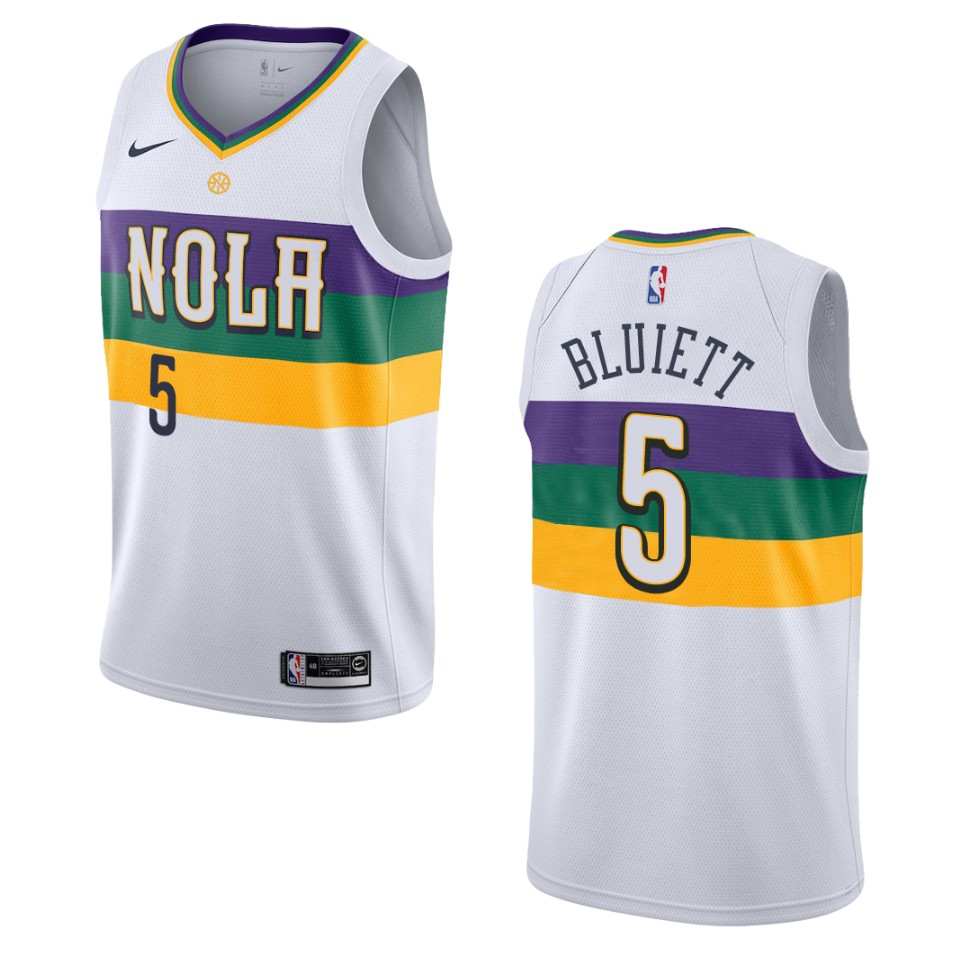 2019-20 Men New Orleans Pelicans #5 Trevon Bluiett City Edition Swingman Basketball Jersey - White