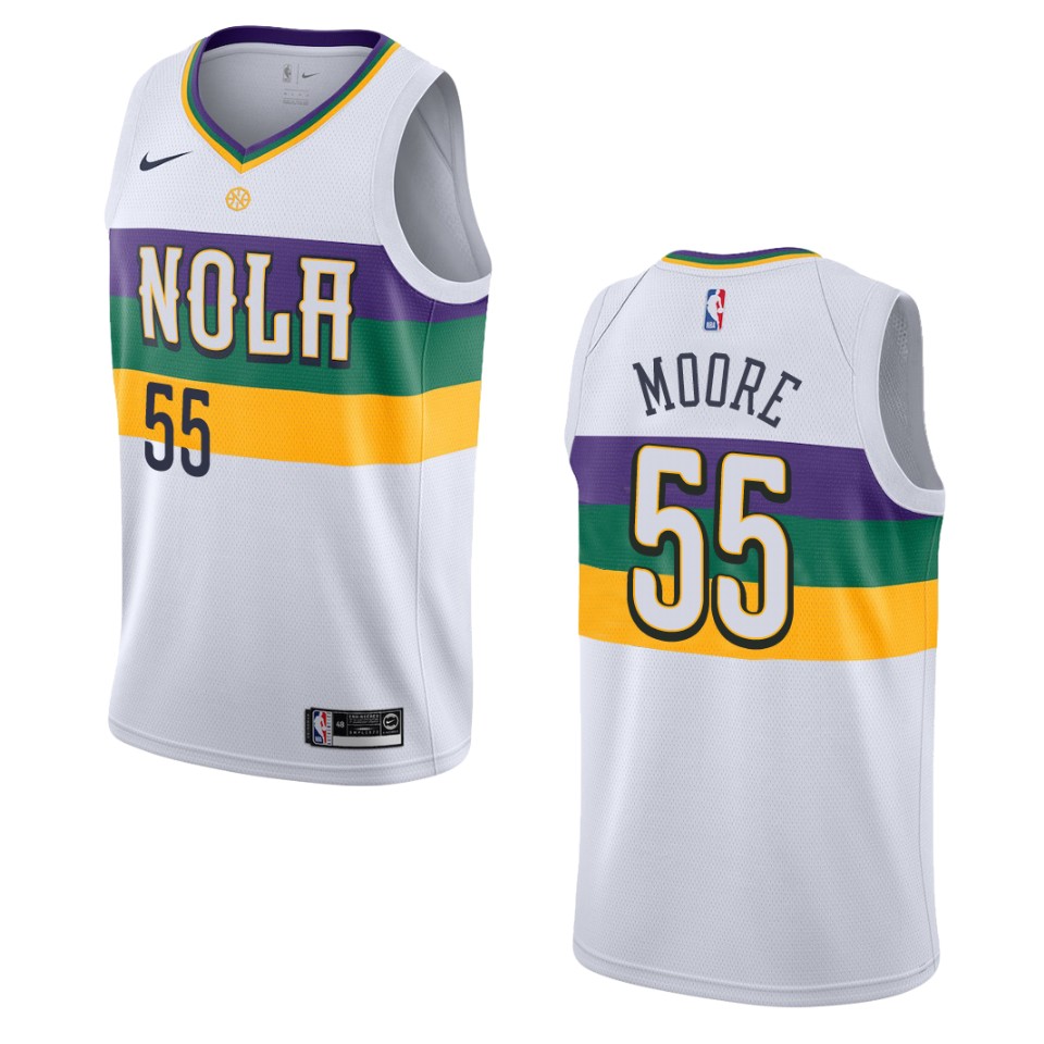 2019-20 Men New Orleans Pelicans #55 E'twaun Moore City Edition Swingman Basketball Jersey - White
