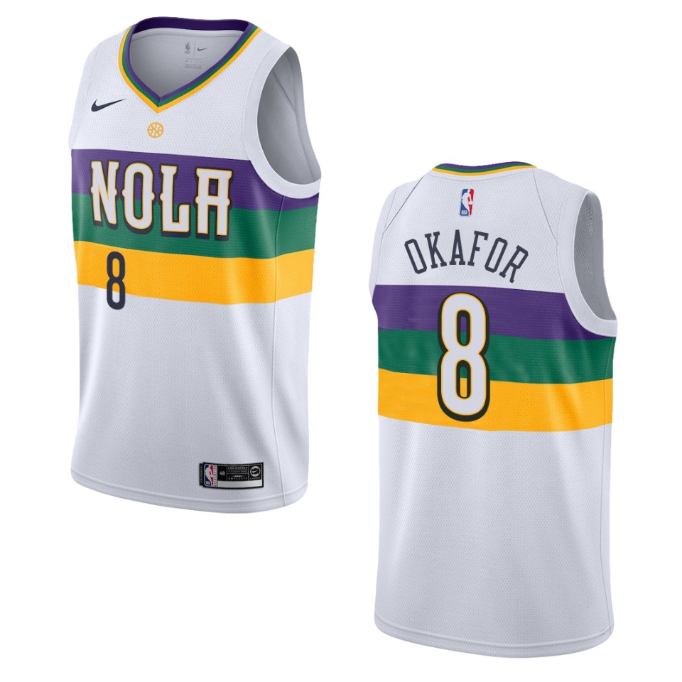 2019-20 Men New Orleans Pelicans #8 Jahlil Okafor City Edition Swingman Basketball Jersey - White