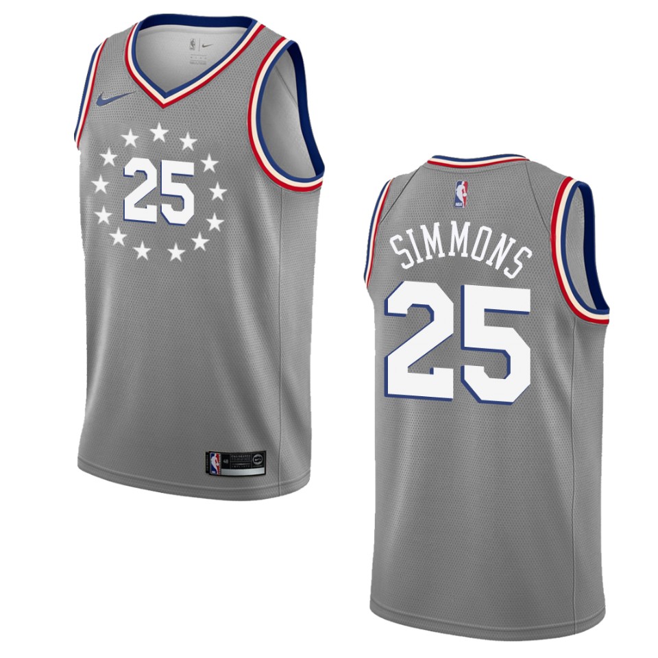 2019-20 Men Philadelphia 76ers #25 Ben Simmons City Edition Swingman Jersey - Gray