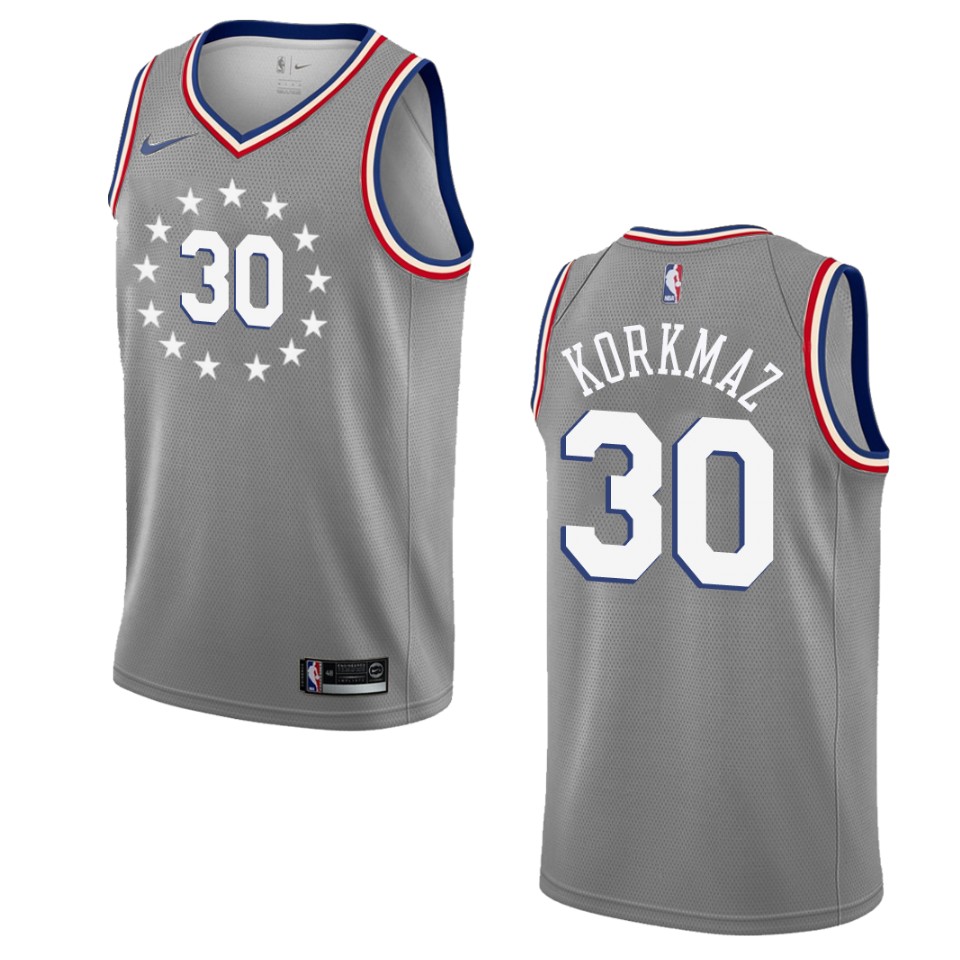 2019-20 Men Philadelphia 76ers #30 Furkan Korkmaz City Edition Swingman Jersey - Gray
