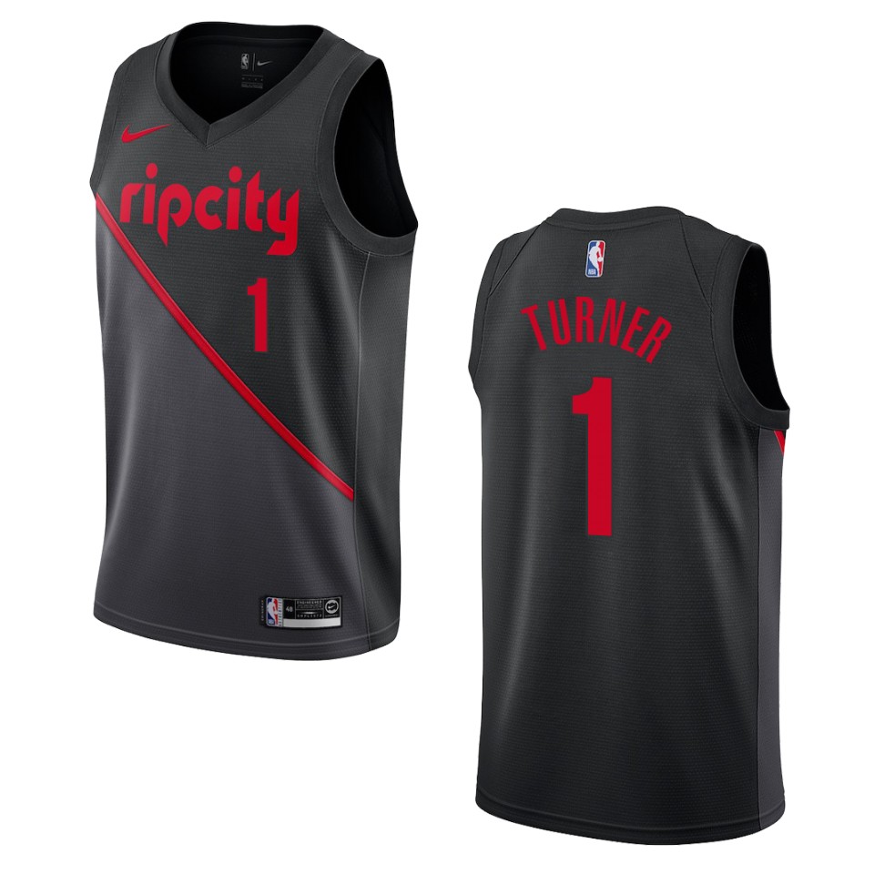 2019-20 Men Portland Trail Blazers #1 Evan Turner City Edition Swingman Basketball Jersey - Black