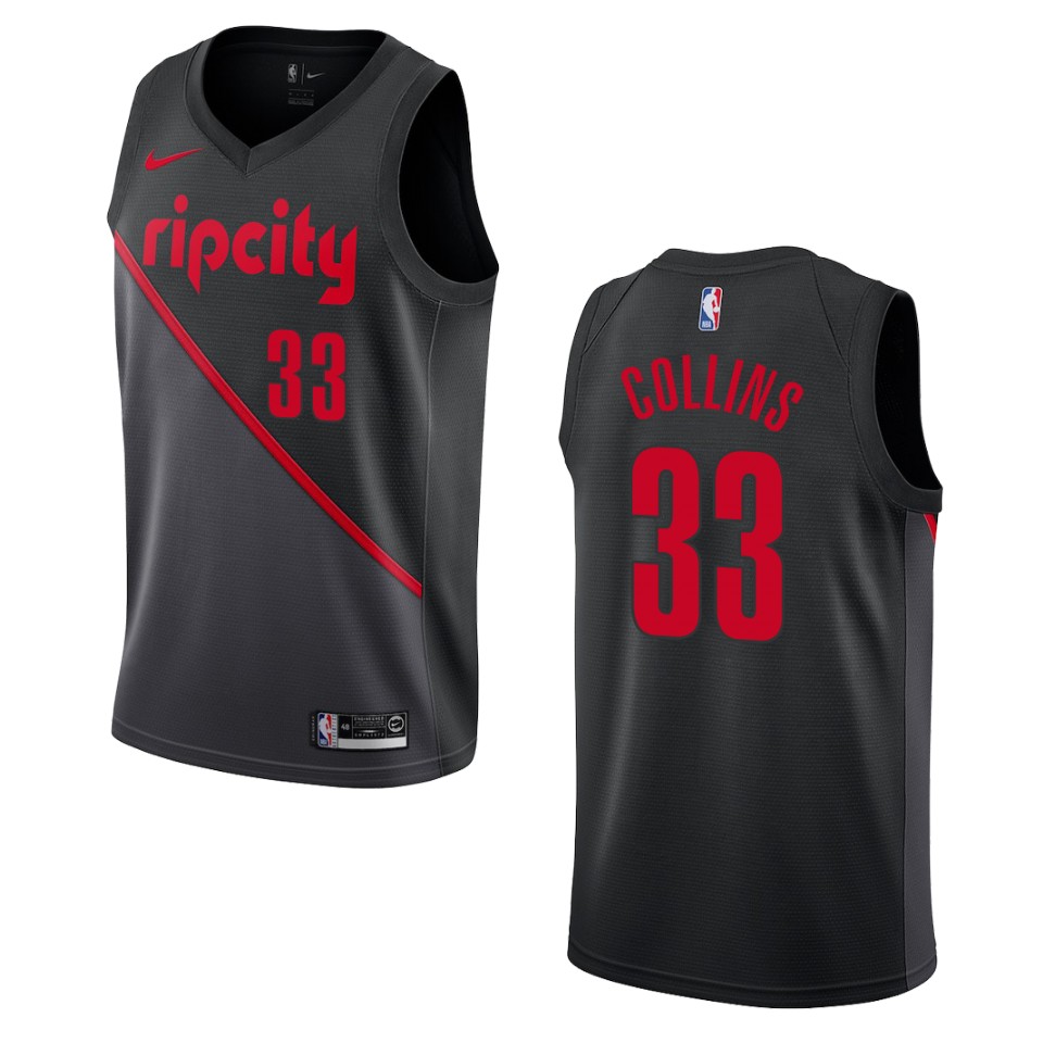 2019-20 Men Portland Trail Blazers #33 Zach Collins City Edition Swingman Basketball Jersey - Black