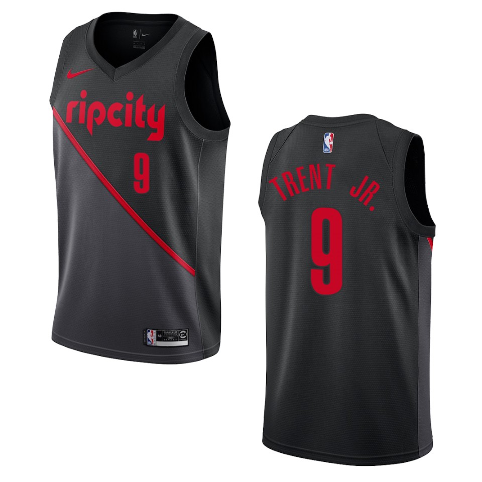 2019-20 Men Portland Trail Blazers #9 Gary Trent Jr. City Edition Swingman Basketball Jersey - Black