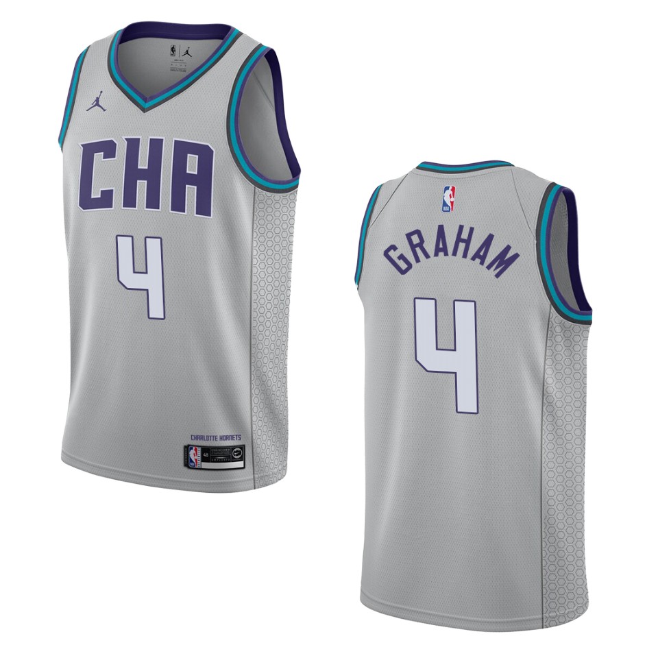 2019-20 Men's Charlotte Hornets #4 Devonte' Graham City Edition Swingman Basketball Jersey - Gray