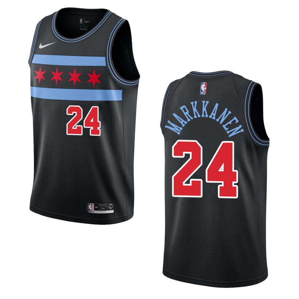 2019-20 Men's Chicago Bulls #24 Lauri Markkanen City Swingman Basketball Jersey - Black