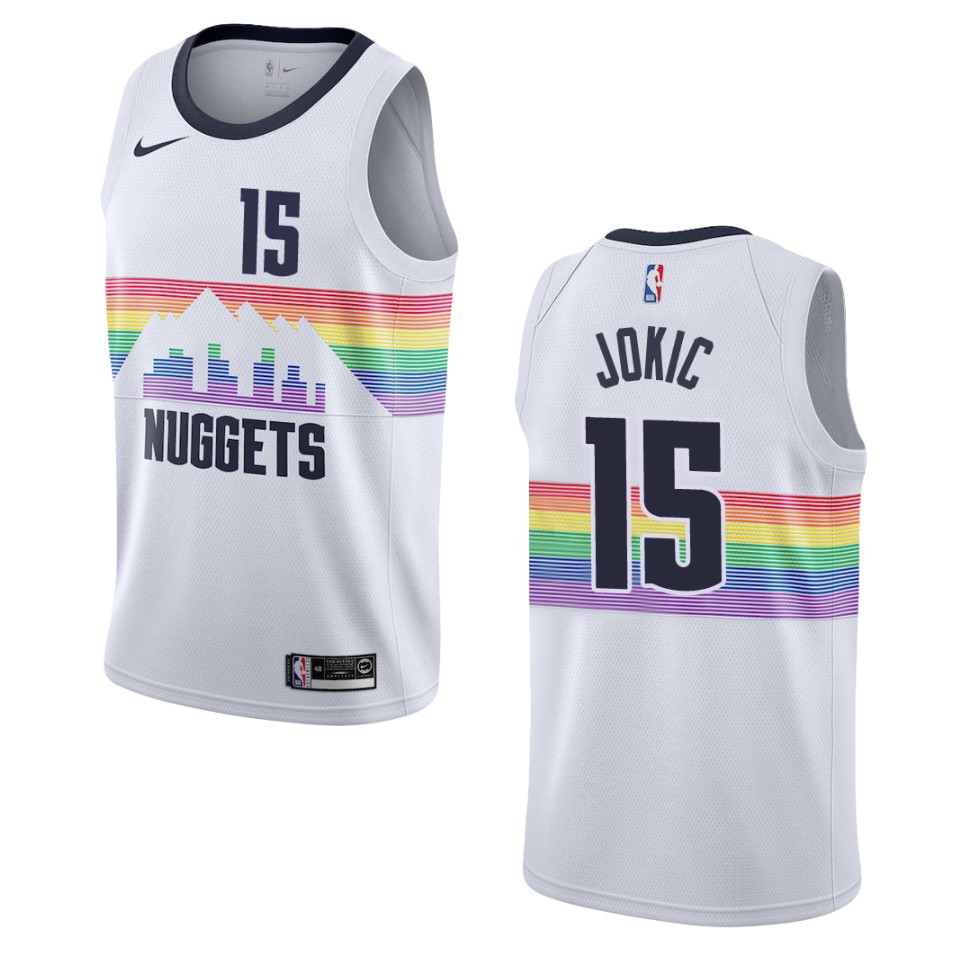 2019-20 Men's Denver Nuggets #15 Nikola Jokic City Swingman Basketball Jersey - White