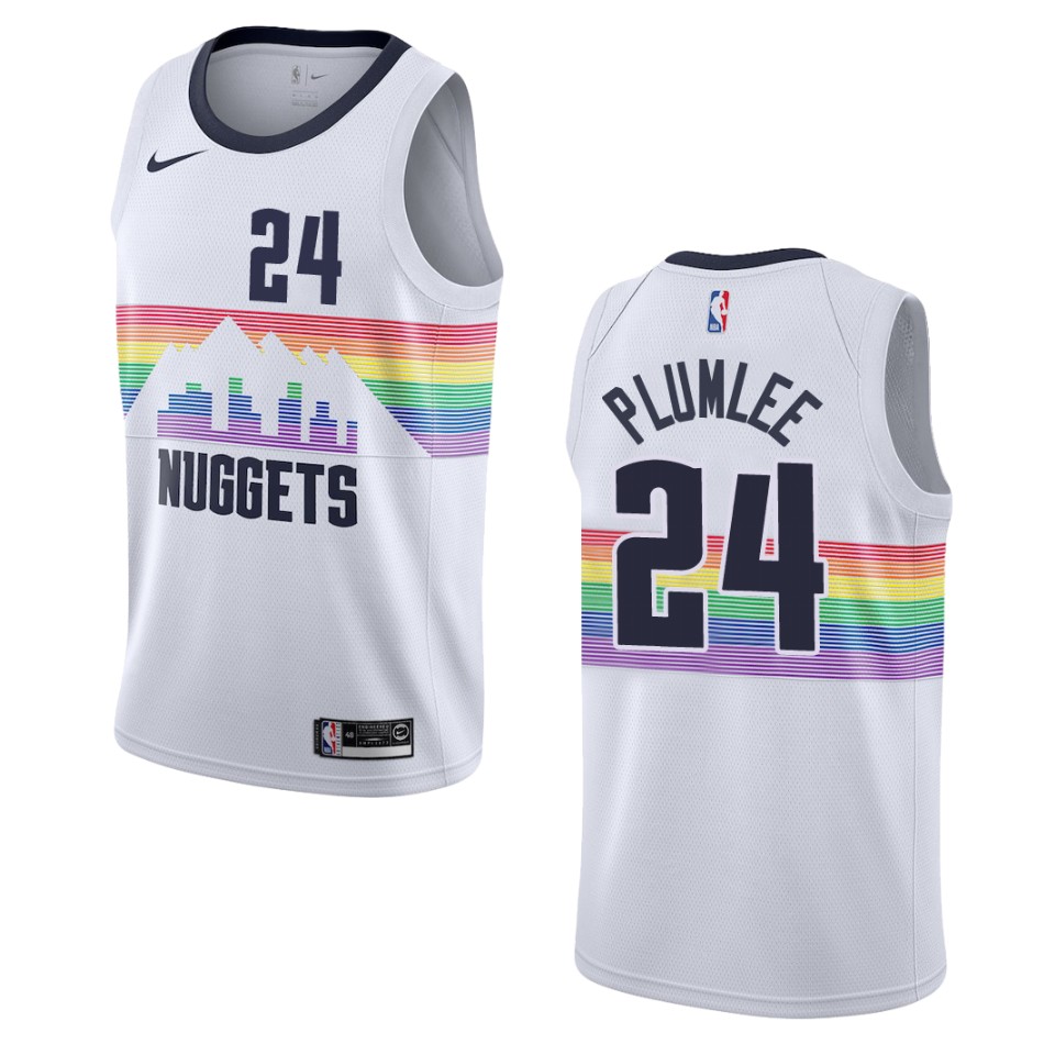 2019-20 Men's Denver Nuggets #24 Mason Plumlee City Swingman Basketball Jersey - White