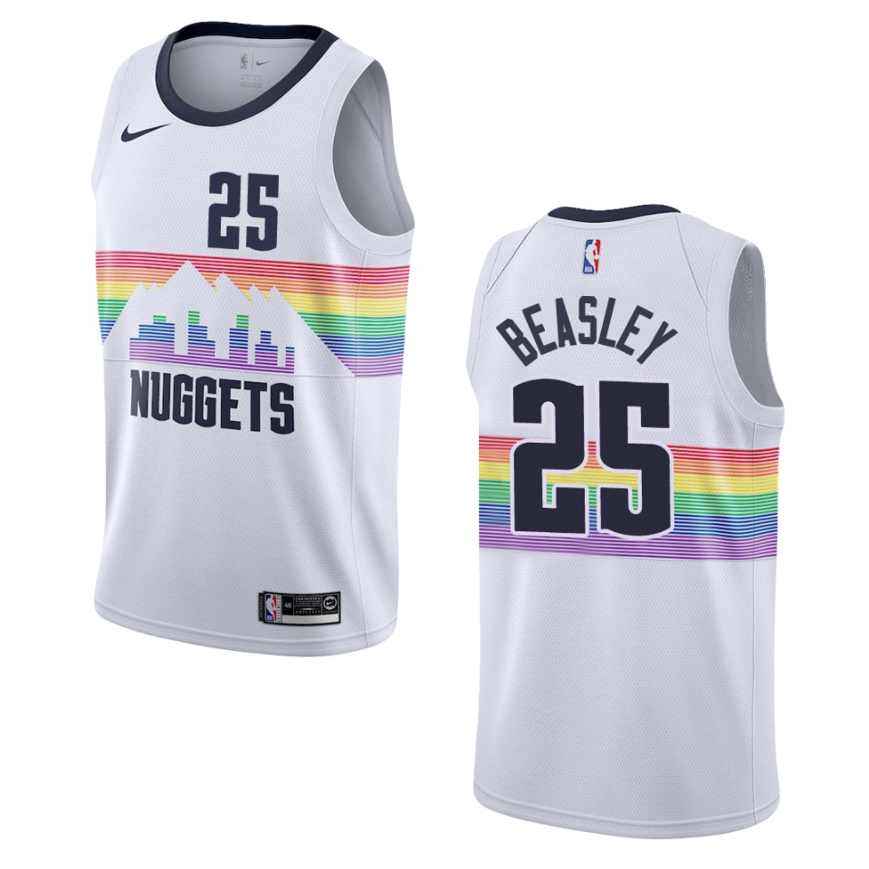 2019-20 Men's Denver Nuggets #25 Malik Beasley City Swingman Basketball Jersey - White