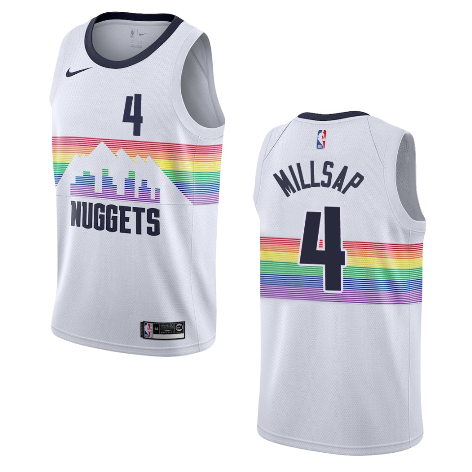 2019-20 Men's Denver Nuggets #4 Paul Millsap City Swingman Basketball Jersey - White