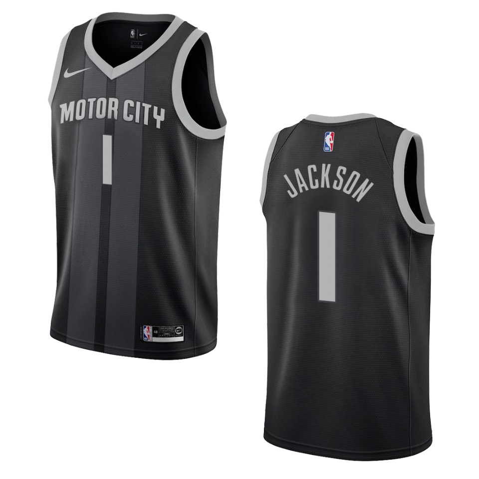 2019-20 Men's Detroit Pistons #1 Reggie Jackson City Swingman Basketball Jersey - Black