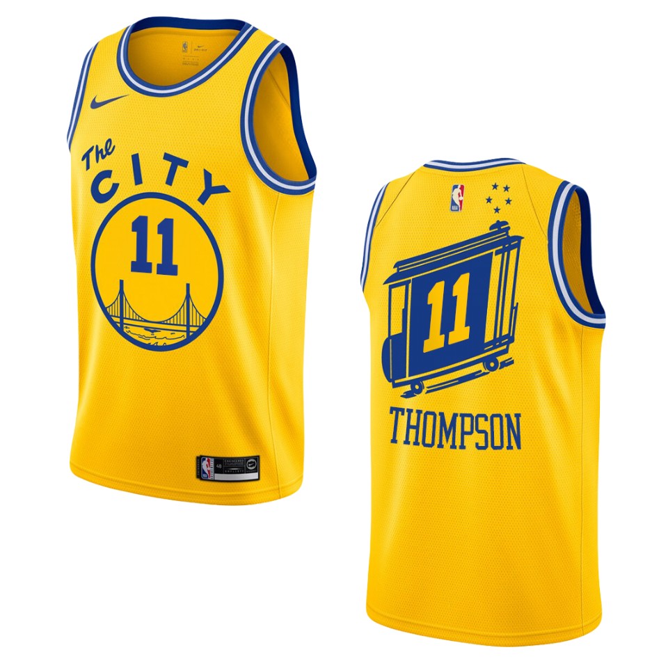 2019-20 Men's Golden State Warriors #11 Klay Thompson Hardwood Classics Swingman Basketball Jersey - Gold
