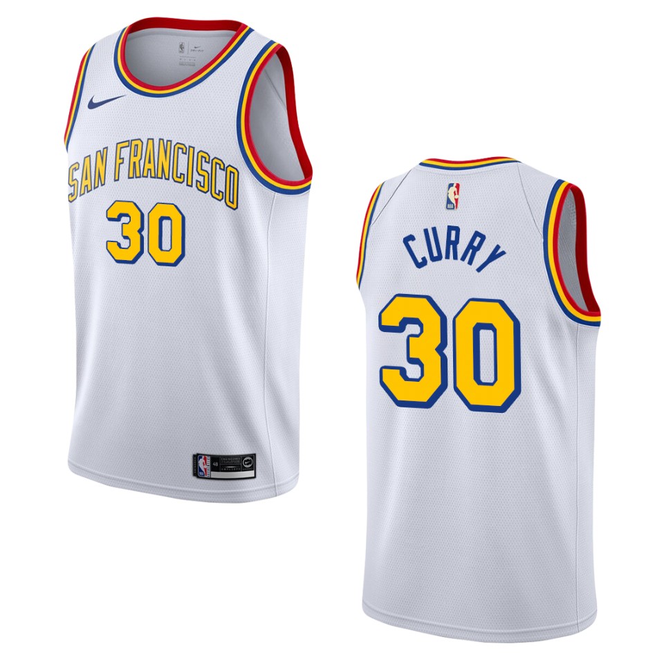 2019-20 Men's Golden State Warriors #30 Stephen Curry Hardwood Classics Swingman Basketball Jersey - White