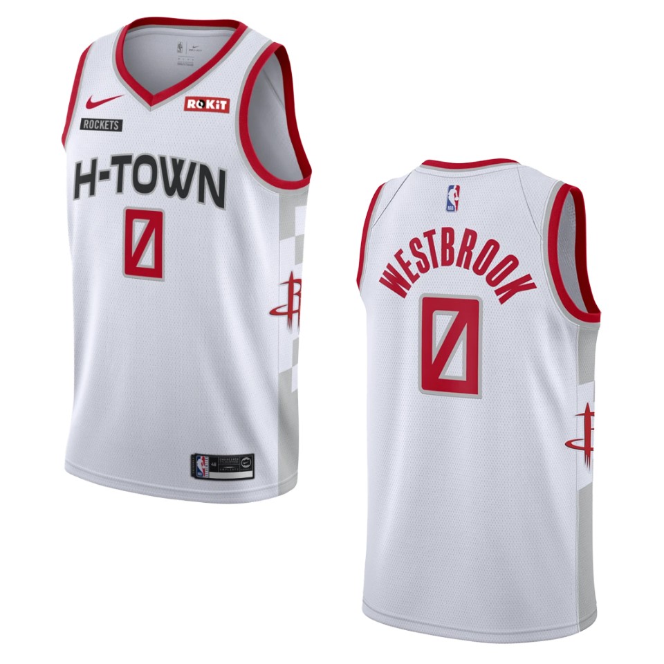 2019-20 Men's Houston Rockets #0 Russell Westbrook City Swingman Basketball Jersey - White