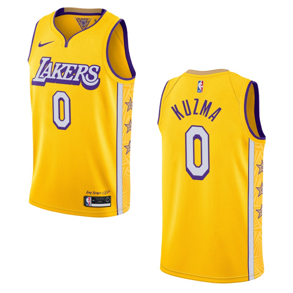 2019-20 Men's Los Angeles Lakers #0 Kyle Kuzma City Edition Swingman Basketball Jersey - Yellow