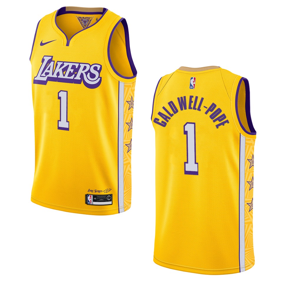 2019-20 Men's Los Angeles Lakers #1 Kentavious Caldwell-pope City Edition Swingman Basketball Jersey - Yellow