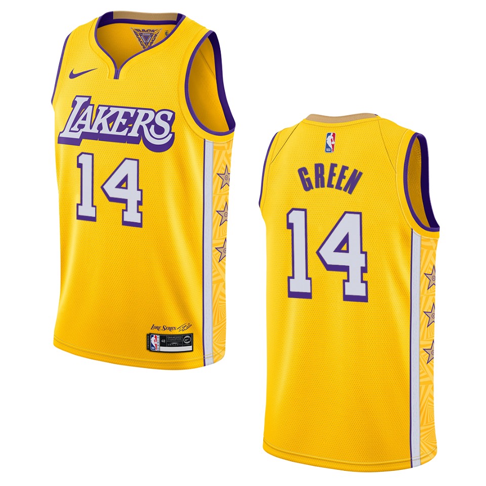 2019-20 Men's Los Angeles Lakers #14 Danny Green City Edition Swingman Basketball Jersey - Yellow
