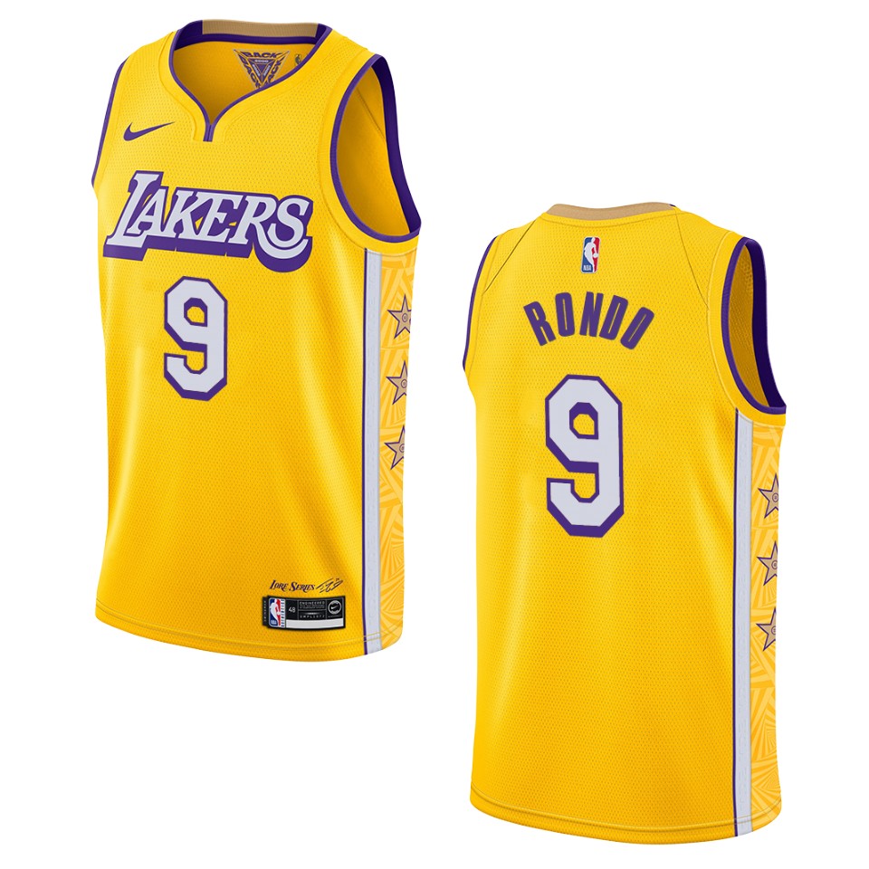 2019-20 Men's Los Angeles Lakers #9 Rajon Rondo City Edition Swingman Basketball Jersey - Yellow