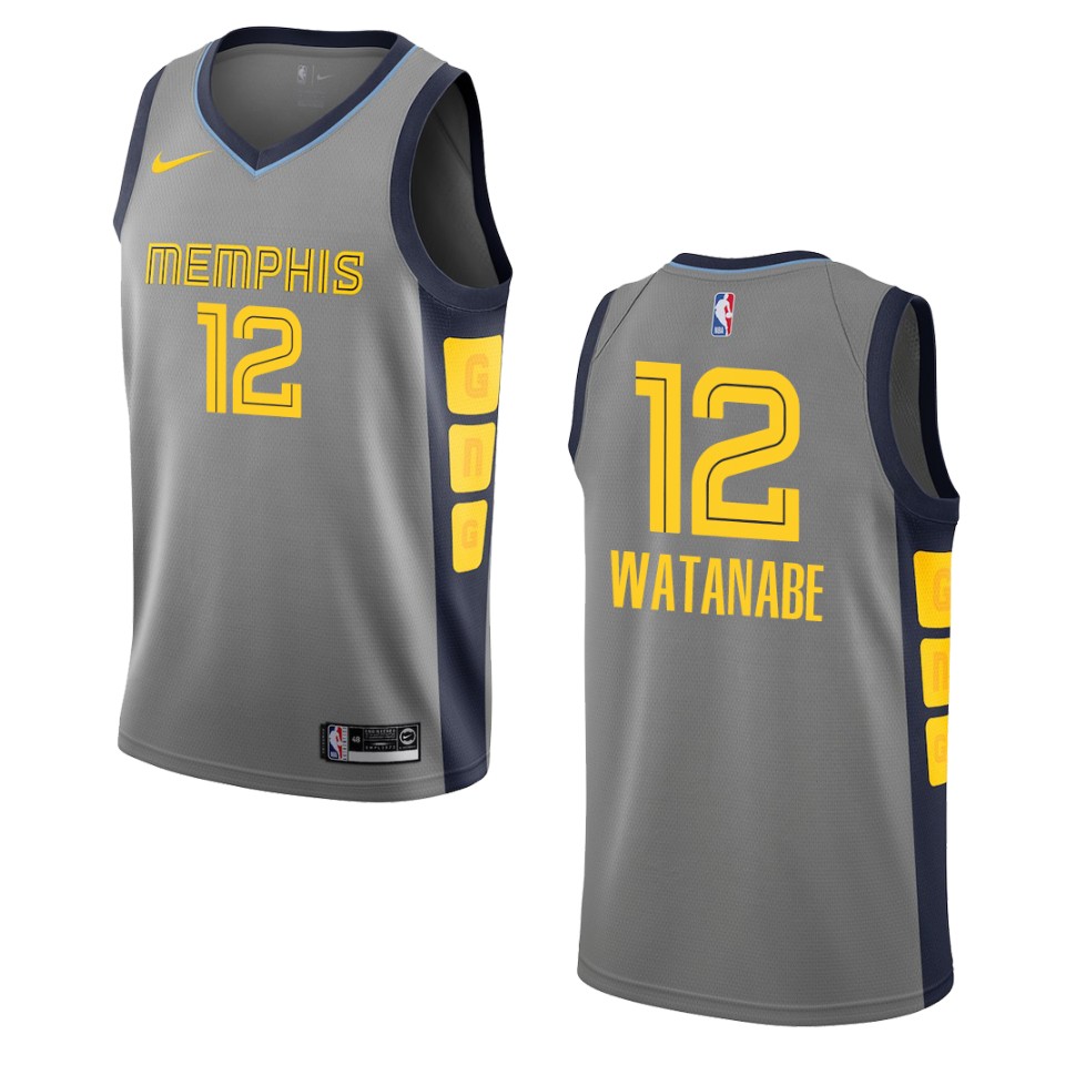 2019-20 Men's Memphis Grizzlies #12 Yuta Watanabe City Swingman Basketball Jersey - Gray