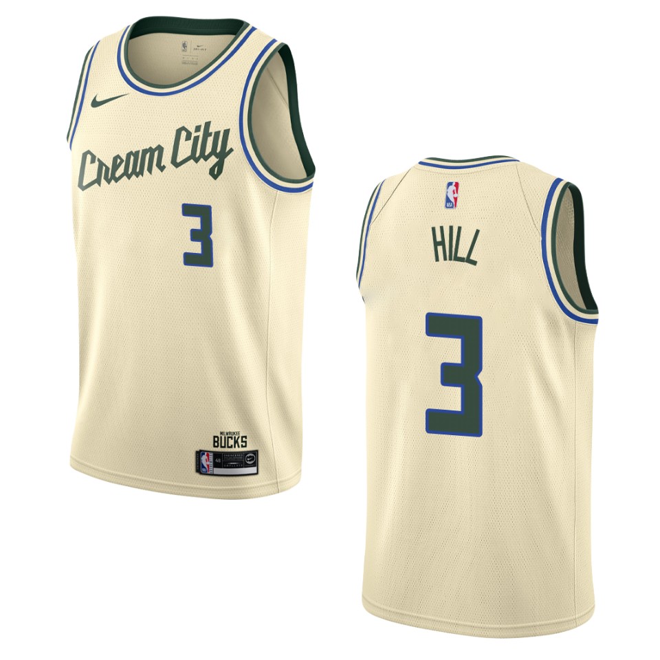 2019-20 Men's Milwaukee Bucks #3 George Hill City Edition Swingman Basketball Jersey - Cream