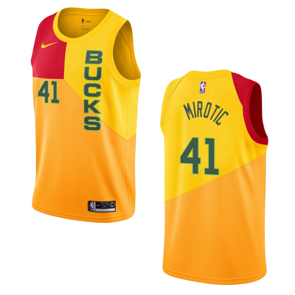 2019-20 Men's Milwaukee Bucks #41 Nikola Mirotic City Swingman Basketball Jersey - Yellow