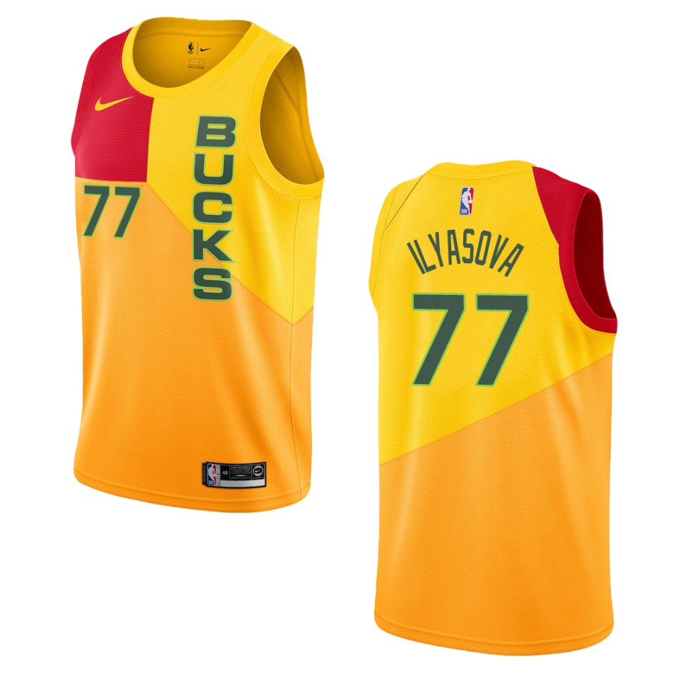 2019-20 Men's Milwaukee Bucks #77 Ersan Ilyasova City Swingman Basketball Jersey - Yellow