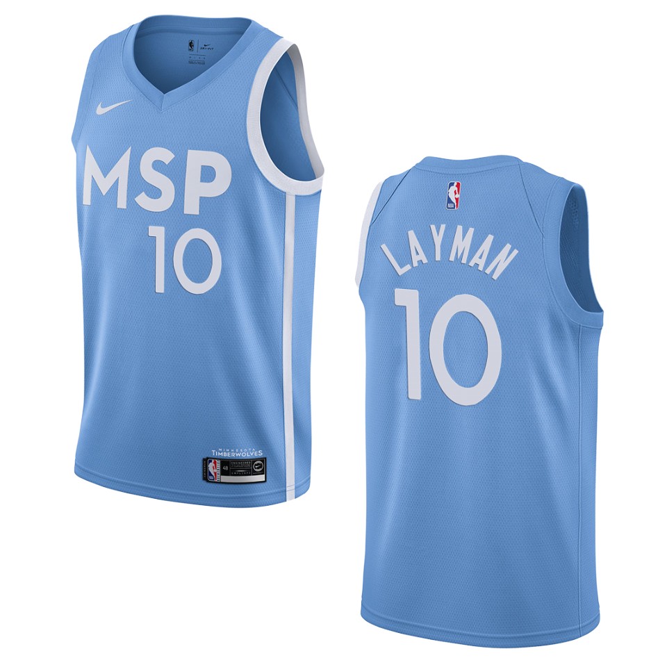 2019-20 Men's Minnesota Timberwolves #10 Jake Layman City Edition Swingman Basketball Jersey - Blue