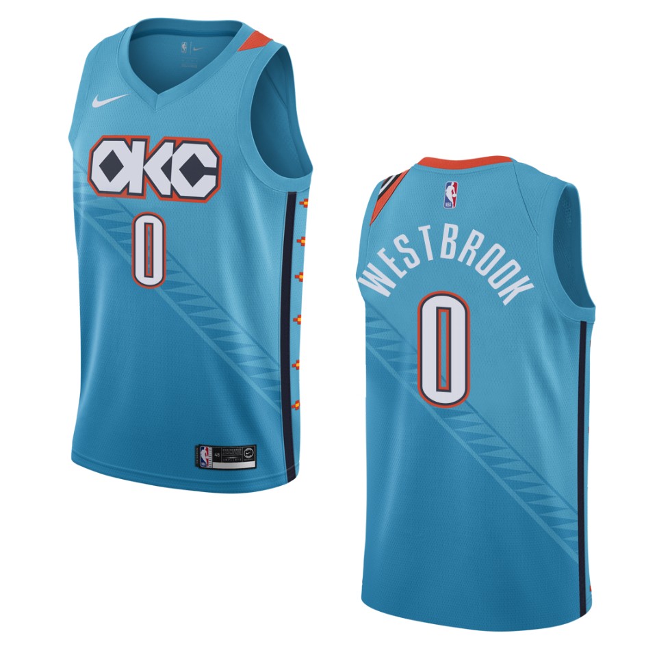 2019-20 Men's Oklahoma City Thunder #0 Russell Westbrook City Swingman Basketball Jersey - Turquoise