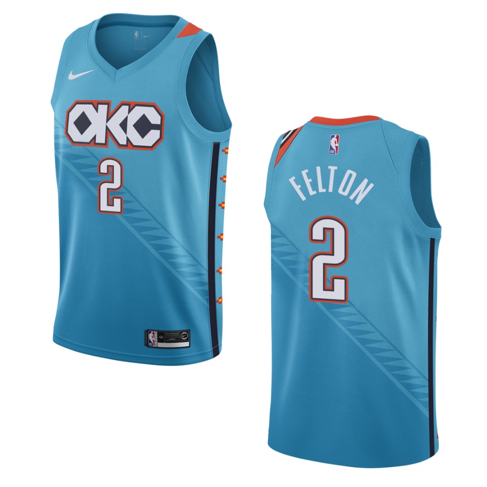 2019-20 Men's Oklahoma City Thunder #2 Raymond Felton City Swingman Basketball Jersey - Turquoise