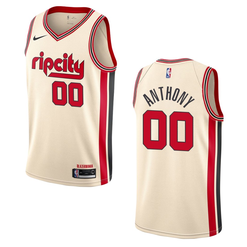 2019-20 Men's Portland Trail Blazers #00 Carmelo Anthony City Swingman Basketball Jersey - Cream